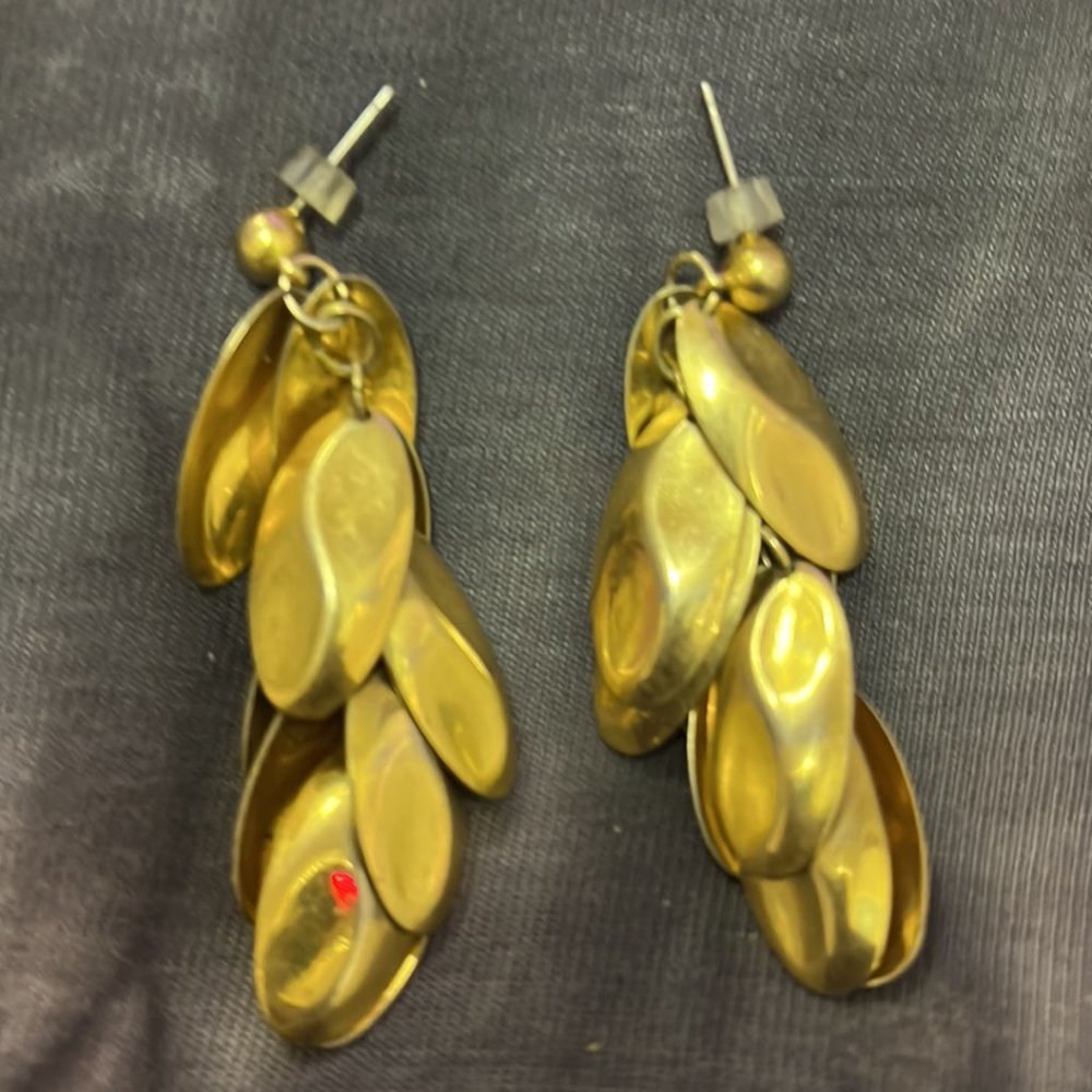 Dangle Gold Colored Earrings - image 8
